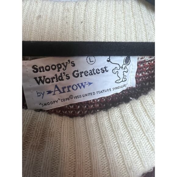 Snoopy's World's Greatest Vintage Unisex Rah Rah Rah Sweater Size Large Red Gray - Picture 3 of 11